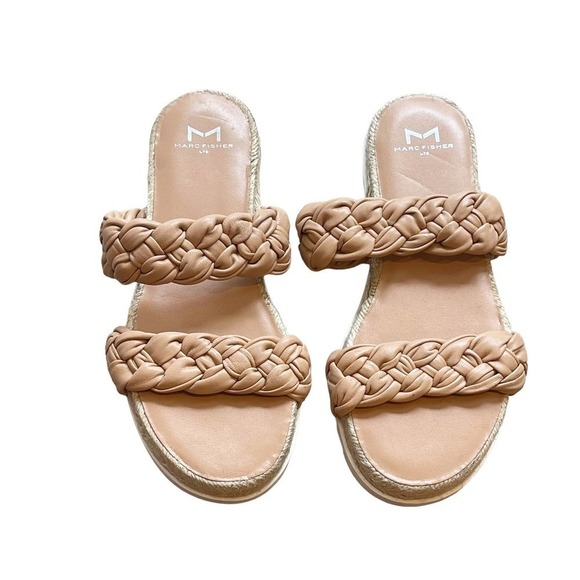 Marc Fisher Jaimee Espadrille Slide Sandal In Macaroon Leather Size 5.5M NWOB - Picture 9 of 11